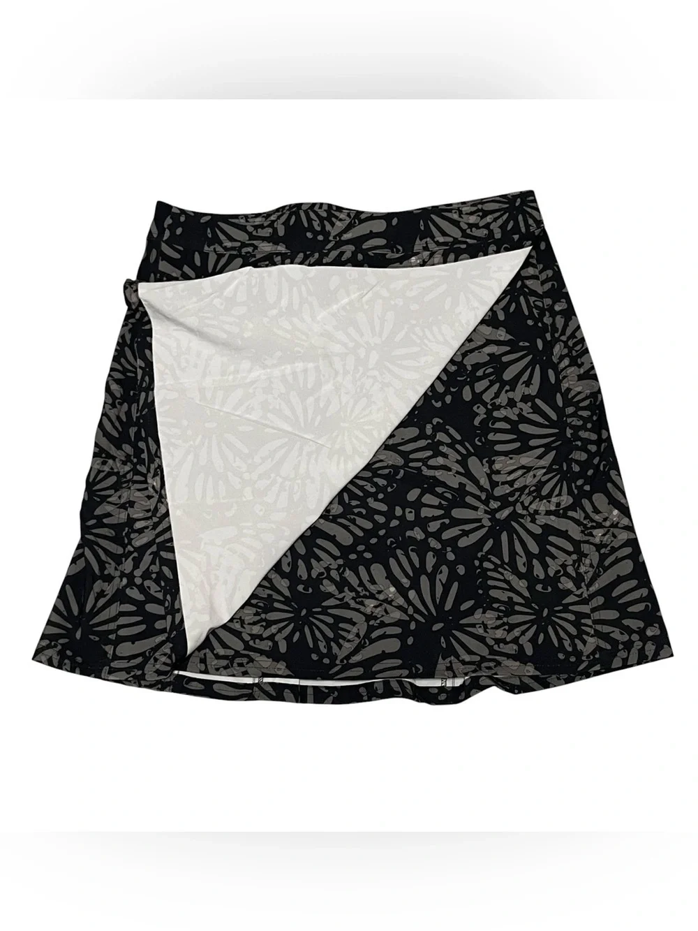 RipSkirt Hawaii Shibori Butterfly Print Black Gray Wrap Skirt Size Medium